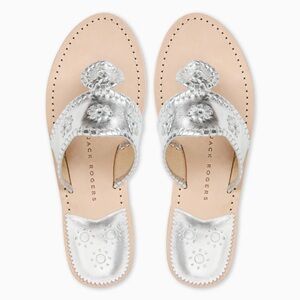 Jack Rogers Hamptons Silver Sandals 9M